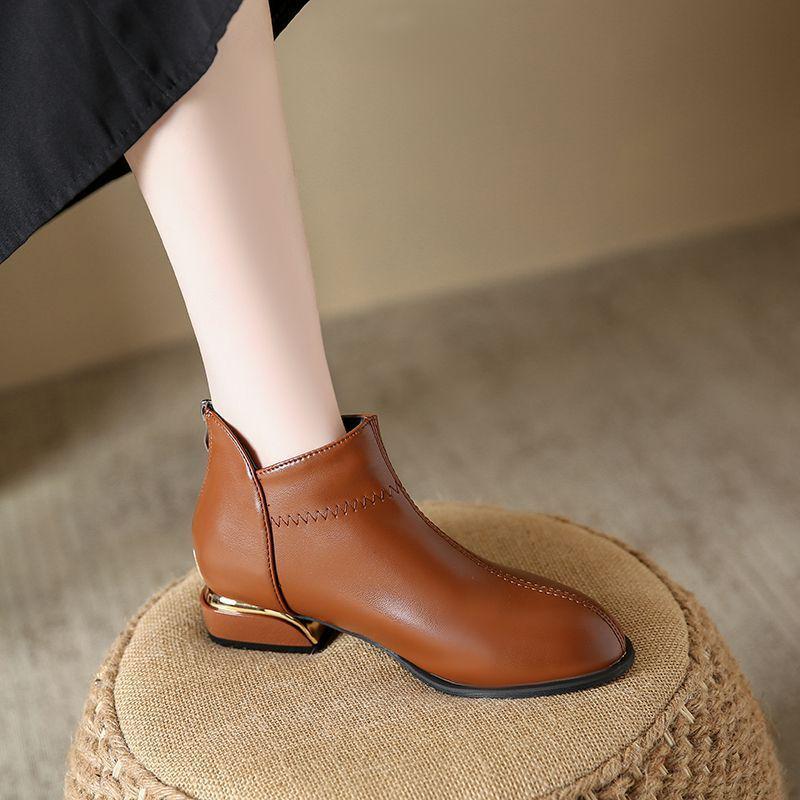 2025 Fashion Versatile Chunky Heel Knee-High & Ankle Boots for Women - Black