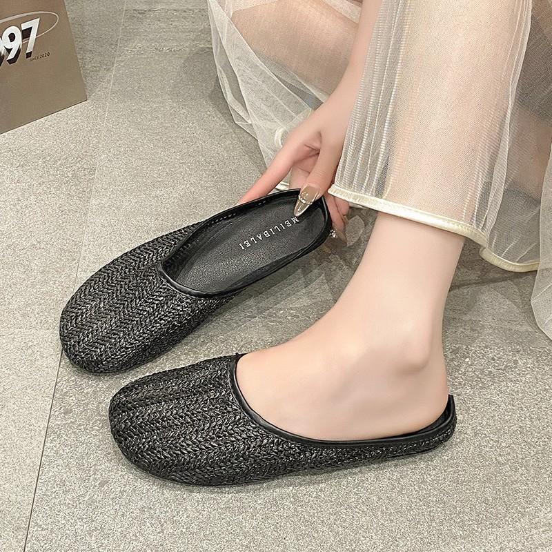 Breathable Woven Bag Head Cool Slippers Women's Summer Wear Soft Bottom 2025 Premium Slippers