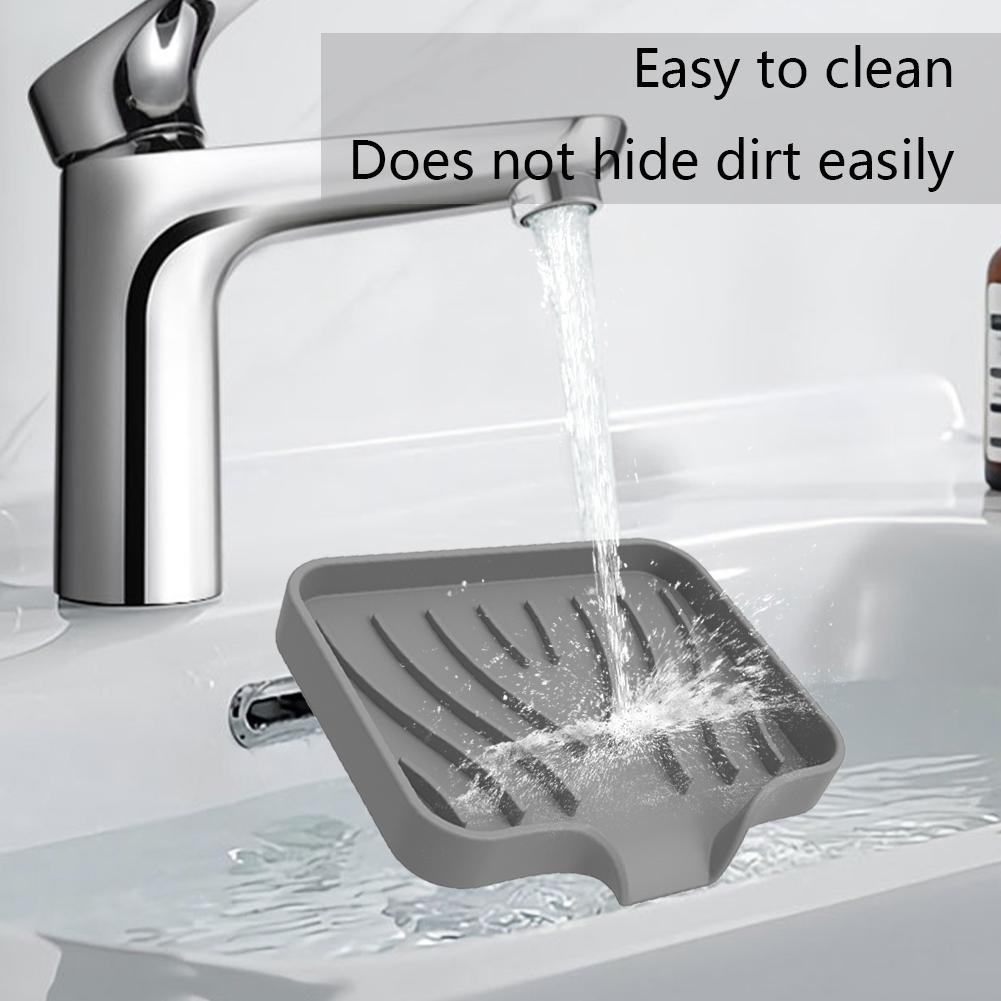 Silicone Sink Soap Dish Drainable Sink Sponge Bracket Portable Reusable Countertop Organizer for Kitchen Bathroom
