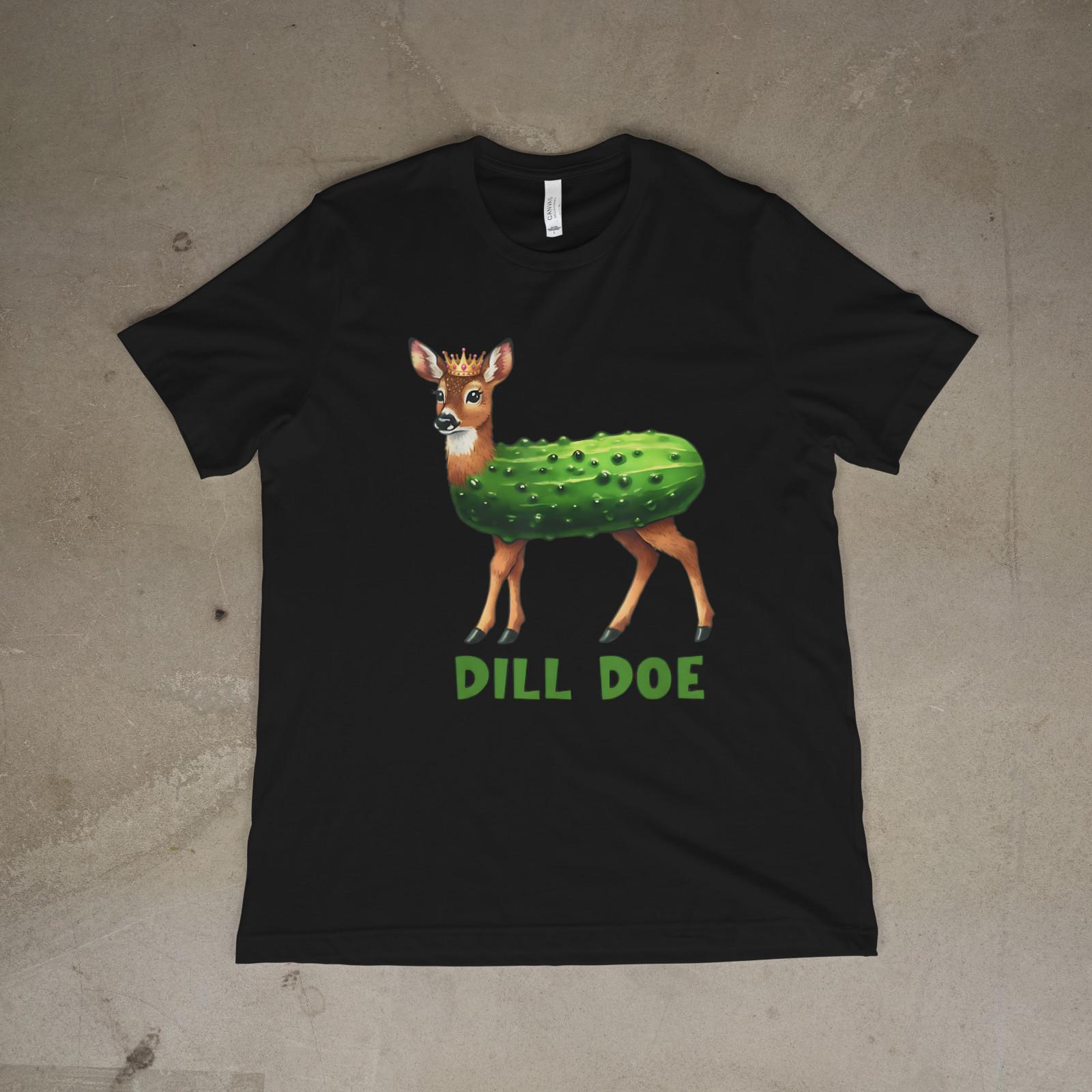 Dill Doe Funny Adult Humor Pickle Deer Pun Unisex T-Shirt L
