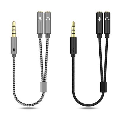3,5 mm hodetelefonsplitter Øretelefonadapter 1 hann til 2 hunnkontakt Mic Y splitter