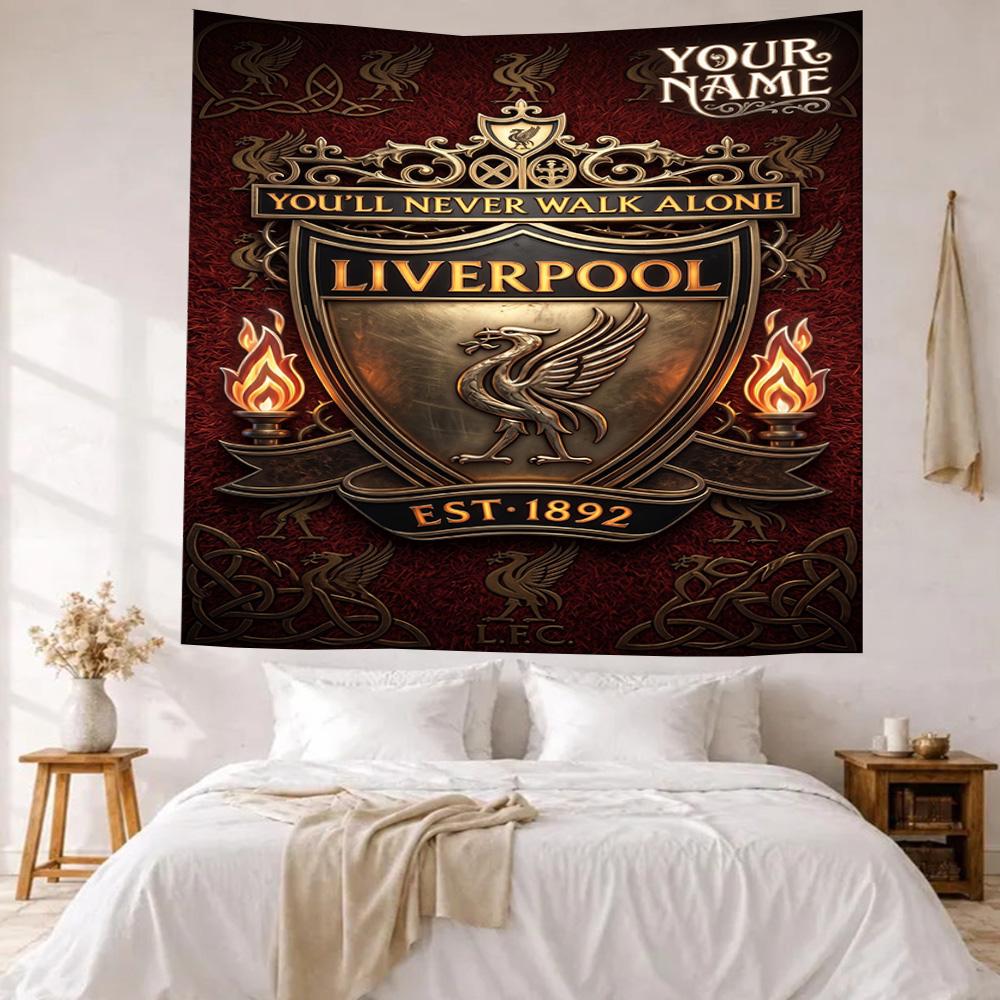 Liverpool Fc Custom Your Name Wall Decor Tapestry Art For Pet Memorial Birthdaywedding Party Backdrop Family Gift