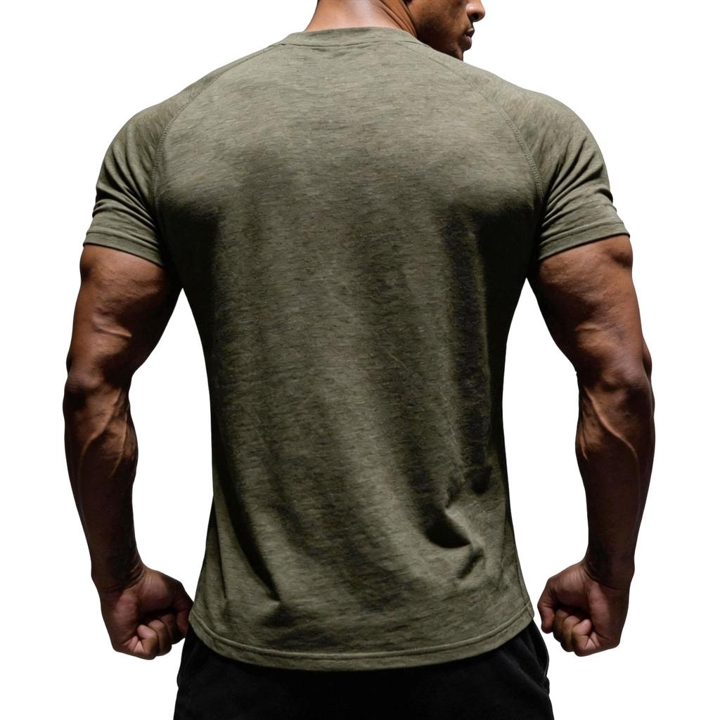 Men Athletic Short Sleeve Crew Neck T Shirt Wicking Stretch Raglan Sleeve Sports Top for Training Running Gym
