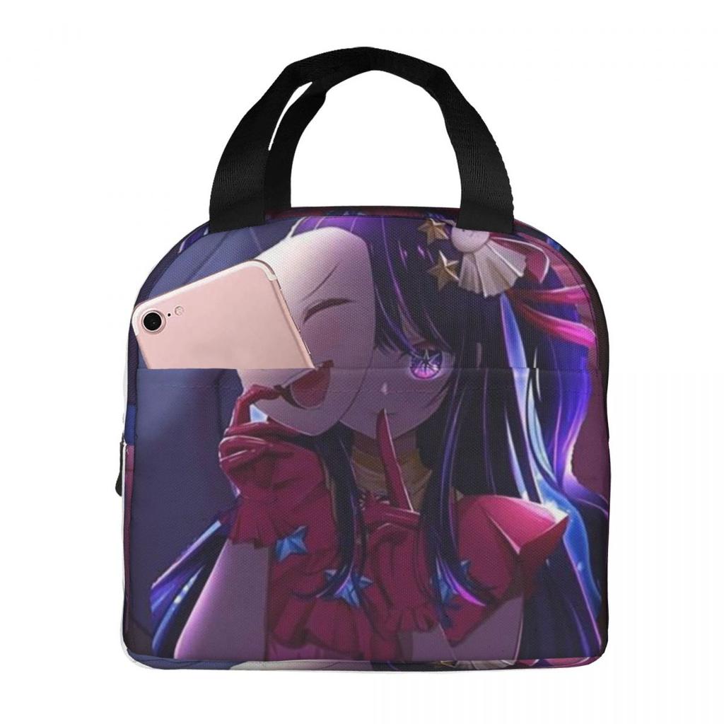 Oshi No Ko Anime Kawaii Insulated Lunch Bag for Women Office Cooler Thermal Food Box Tote Portable Lunch Boxes Container