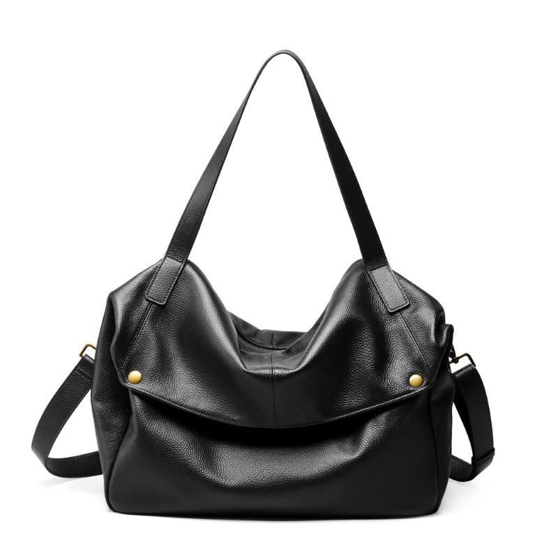 

Top Layer Cowhide Tote Bag Large Capacity Shoulder Bag Fashionable Simple Casual Women s Bag 37-14-32CM чорний