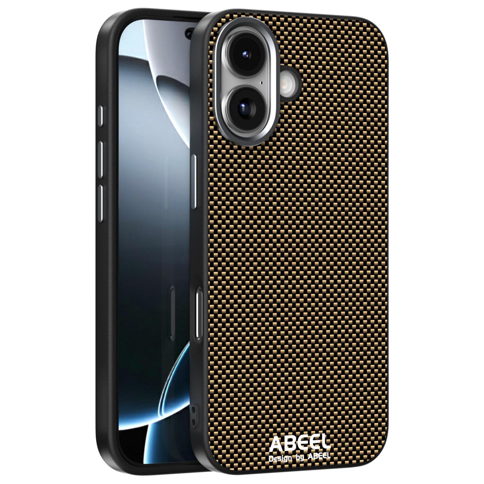 

ABEEL Чехол для iPhone 17, совместимый с MagSafe, печатный ПК, ТПУ, алюминиевый сплав, кожаный чехол для телефона Gold