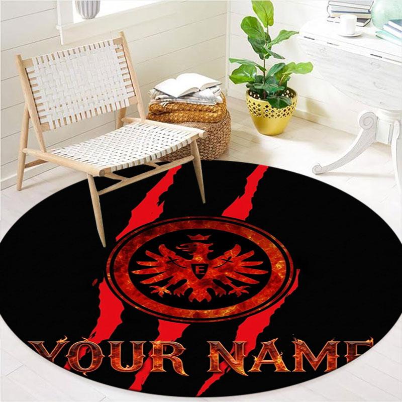 Eintracht Frankfurt Custom Name Round Area Rug,Carpet Rug for Living Room Bedroom Sofa Playroom Decor,Non-slip Floor Mat
