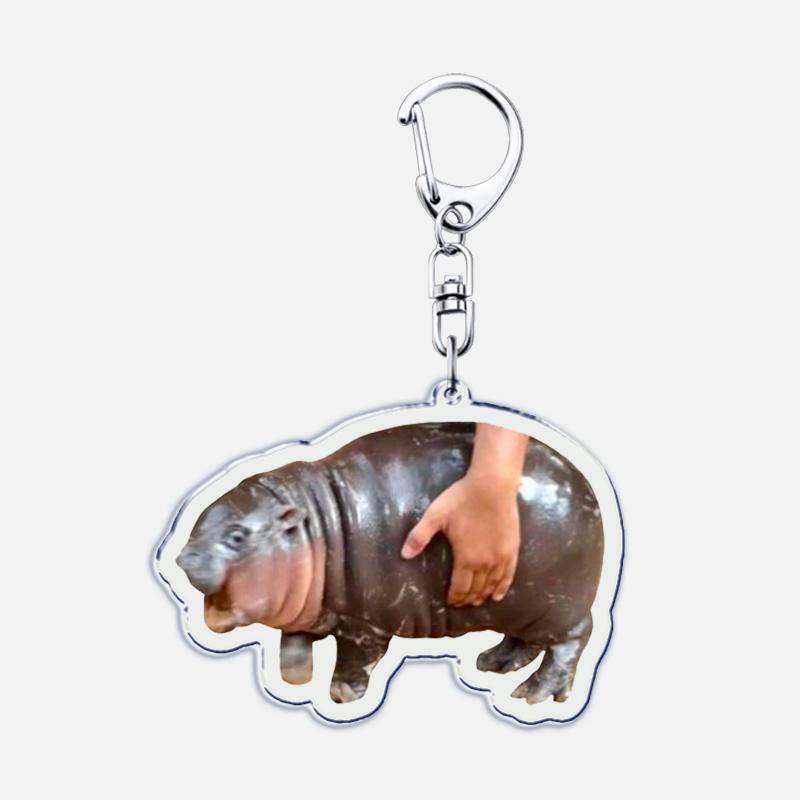 Funny Baby Hippo Cute Keychains Keyring for Accessories Bag Moo Deng Meme Pendant Keyring Jewelry Fans Gifts