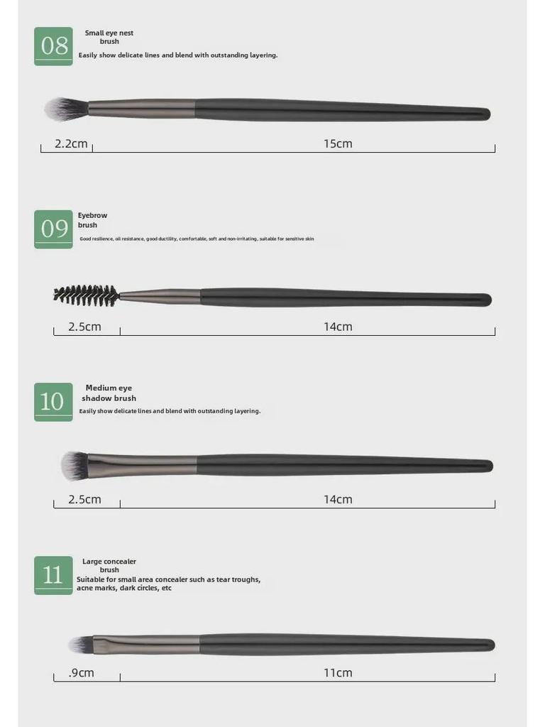 15-teiliges Make-up-Pinselset: Lidschatten-, Rouge-, Foundation- und Beauty-Tool-Kollektion mit Tierhaaren