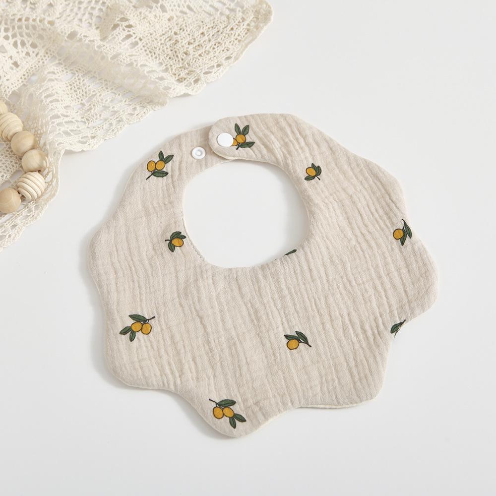 Korean 6-Layer Cotton Gauze Petal Bib: 360° Anti-Spit-Up Newborn Drool Towel.