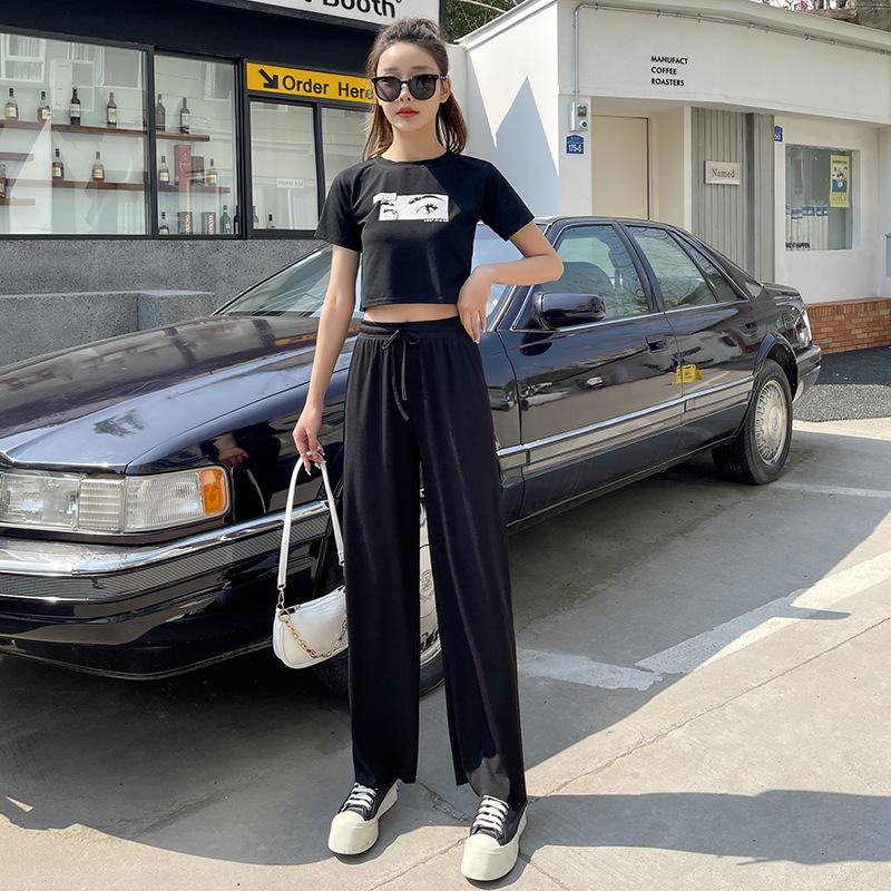 Ice Silk Women's Wide Leg Pants - Spring 2025 Slimming, Breathable, Loose, Floor-Length