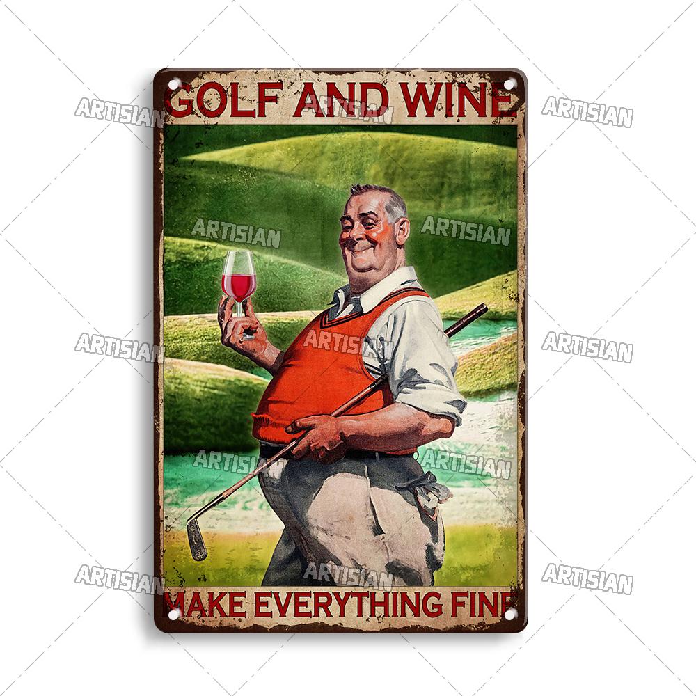 Artisian Golf Golfer Metal Sign Sport Tin Plaque Vintage Decorative Poster Wall Decor Garage Bar Pub Club Hotel Cafe Kitchen