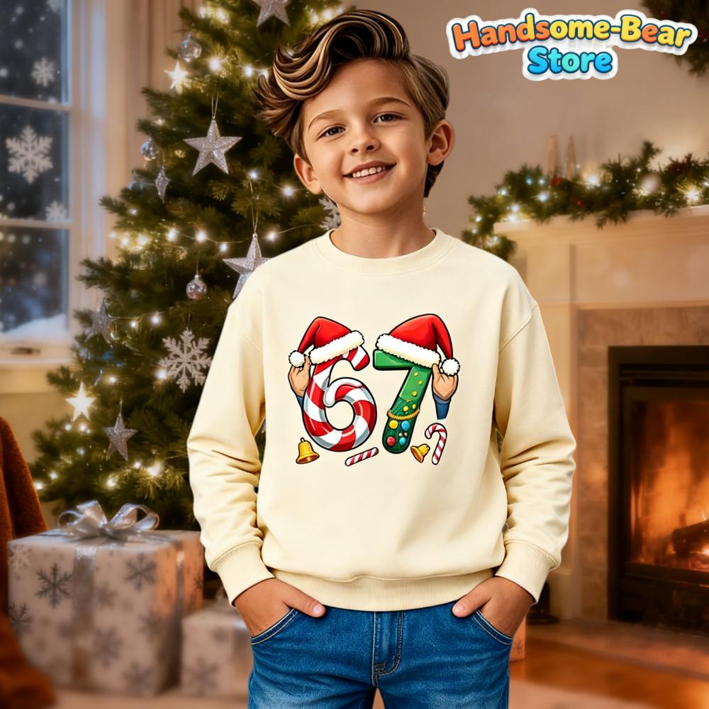 Kinder Herbst Winter Oberteil Weicher Rundhals Hoodie Santa Spruch 6 7 Einzigartig Lässig Feiertagsparty Pullover Sweatshirt Kinderkleidung
