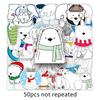 50-Pack Cute Polar Bear Cartoon Stickers - Waterproof DIY Decor for Notebooks, Journals, Water Bottles, and Stationery