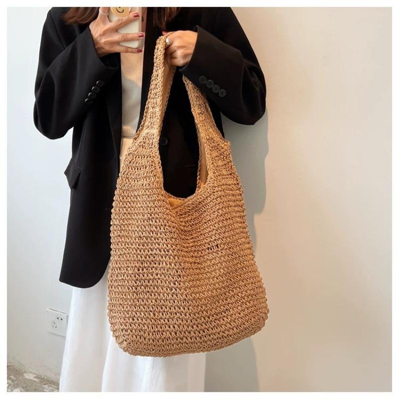 Beach Vacation Straw Bag New Shoulder Bag Summer Straw Tote Bag Large Capacity Portable Woven Bag