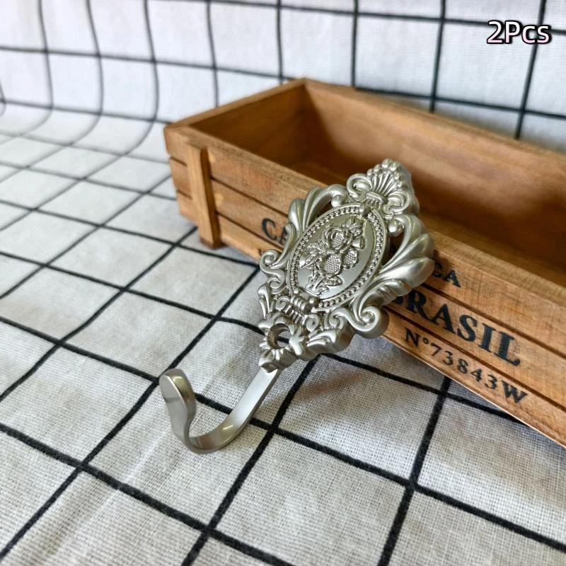2Pcs Rose Pattern Vintage Bronze Gold European Zinc Alloy Curtain Holdbacks Decoration Hook Wall Hooks For Cloth Hat Drapery
