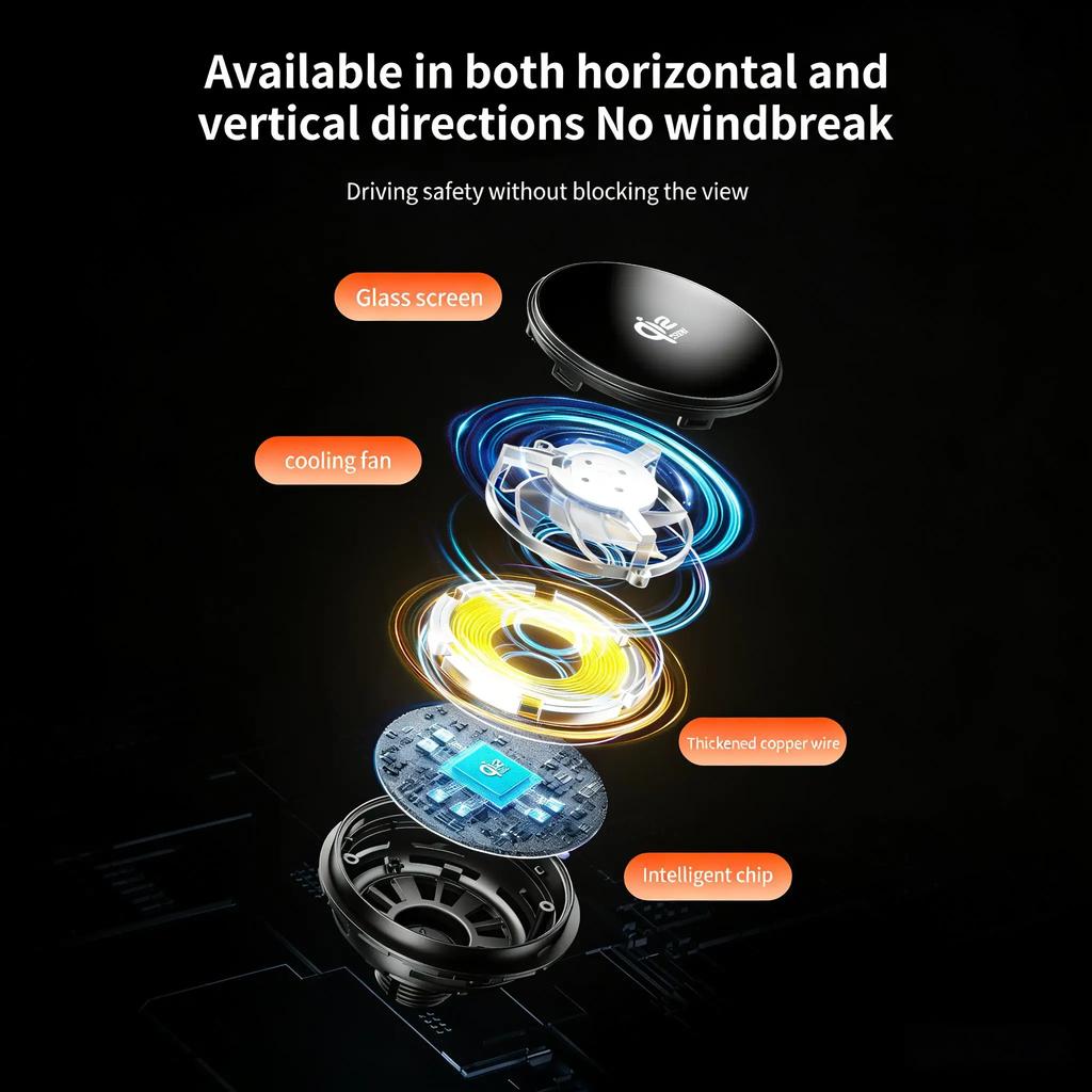 25W Magnetic Wireless Car Charger Stand Air Cooling RGB Light Phone Holder For Magsafe iPhone 17 16 15 14 13 12 Fast Charging