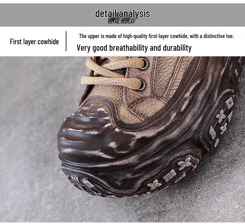 Damen Vintage Leder Motorrad Stiefeletten - Dicke Sohle, Martin Stil, Herbst/Winter Kollektion, Plus Baumwollfutter.