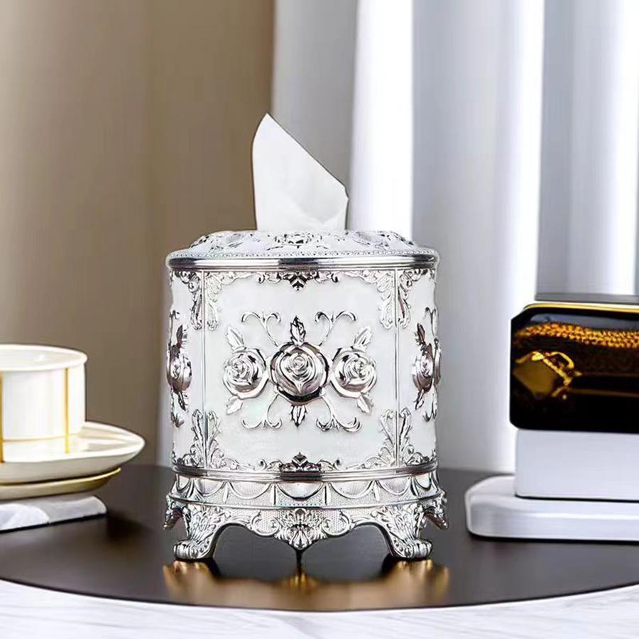 1PC Cylindrical Tissue Box European Restaurant Napkin Set Household Roll Paper Box