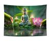 Buddha Lotus Water Candle Zen Meditation Wall Tapestry Machine Washable All Season Decor Art Print Spiritual Design Home