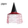 Halloween Performance Costume Steeple Witch Hat, with Lace Edge, Lightweight Holiday Photo Prop Breathable Pointed Headwear, for Cosplay Party