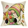 1Pc Spring-Summer Themed Gnome And Tulip Flower Pillowcases Machine Washable - Perfect For Sofa And Seasonal Home Decor