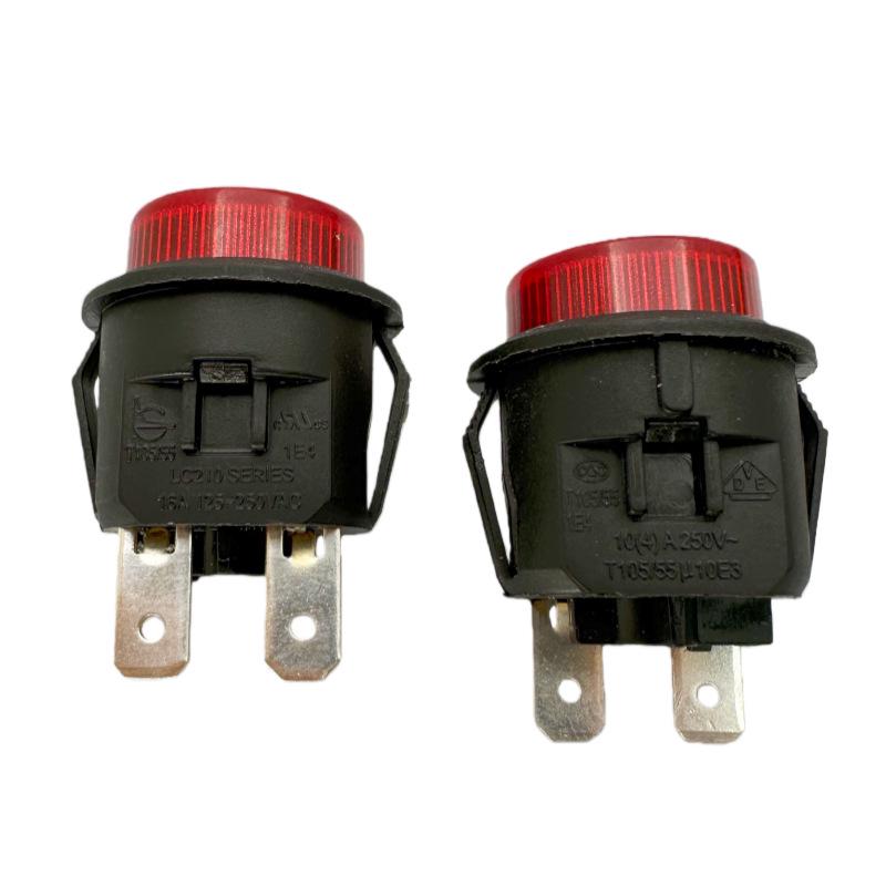 LC210 SERIES 16A Non-Locking Power Switch: Press to Power On, Release to Power Off. Self-Resetting Button.