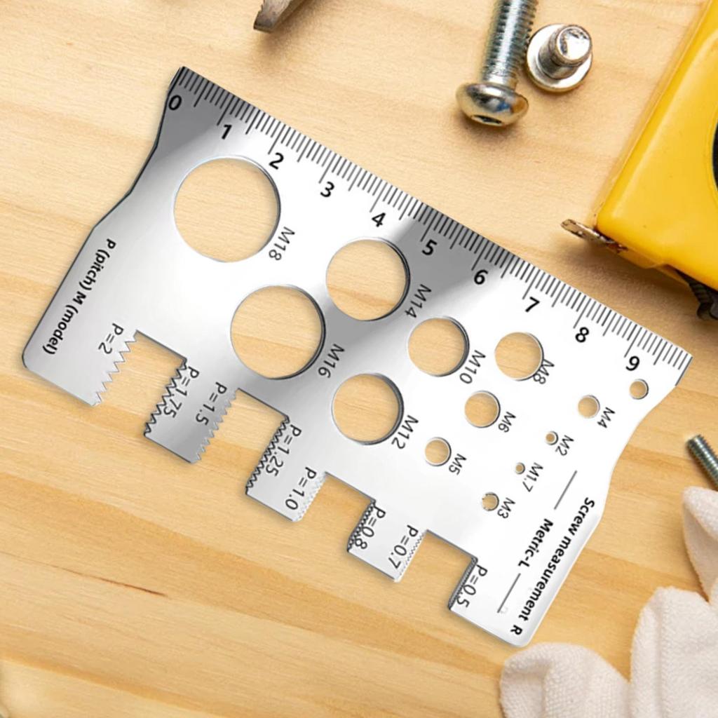 Screw Size Gauge Screw Measuring Tool Accurate Thread Gauge Ruler for Industrial Mechanical Engineering Plumbing Woodworking