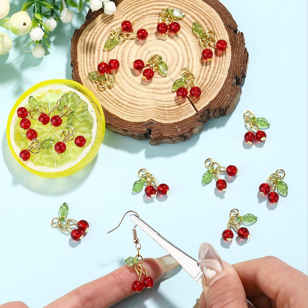 3D Cherry Fruit Pendant Charms for DIY Jewelry: Bracelets, Necklaces, Earrings