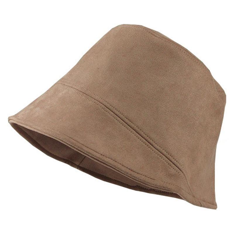 All-match Retro Suede Basin Hat Fashion Fisherman Hat Windproof Bucket Hat for Fall Winter Daily Wear Morning Workout
