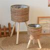 Woven Plant Rack Flower Frame Pots Straw Pots Hand Arrangement Plant Stands Indoor Holder Stool Pots Trays Decorations