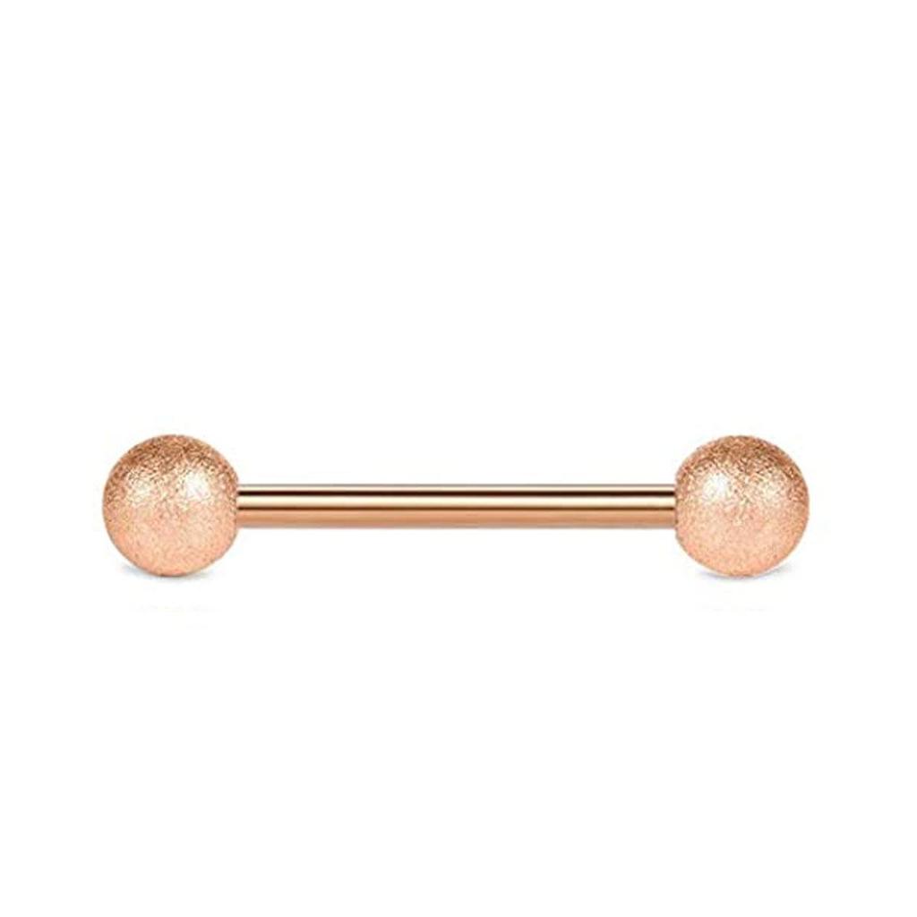 14G Nerezový Matný Diamantový Rose Gold Kroužek na Bradavku & Šperky pro Piercing Jazyka