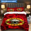 3PCS Guns Roses Fire Logo Bedding Set,Including 1pc Duvet Cover And 2pcs Pillowcases Perfect for Bedroom, Dormitory, Fan Christmas gift