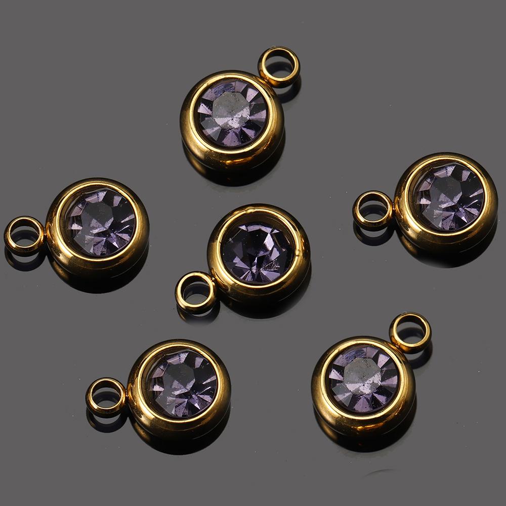 20pcs Stainless Steel Rhinestone Beads Gold Color Crystal Charms Pendants for Jewelry Making DIY Bracelets Necklaces Wholesale