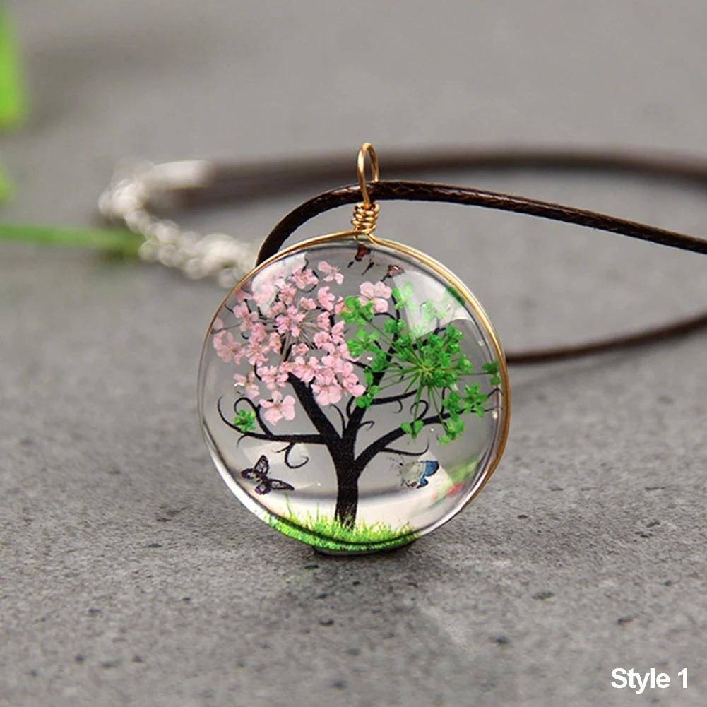 Auto Innen Rückspiegel Hängeanhänger Getrockneter Lebensbaum Auto Handwerk Dekoration Anhänger Glaskugel Dekor Autozubehör