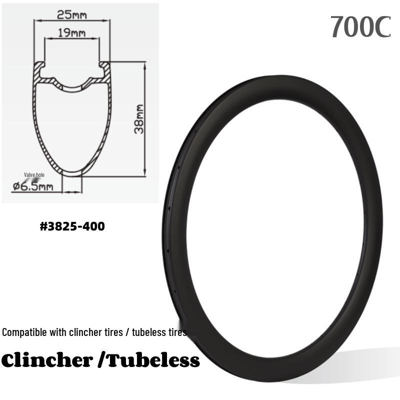 700C Ultra-Light Carbon Fiber Road Bike Wheelset with High Profile and Disc Brake Compatibility