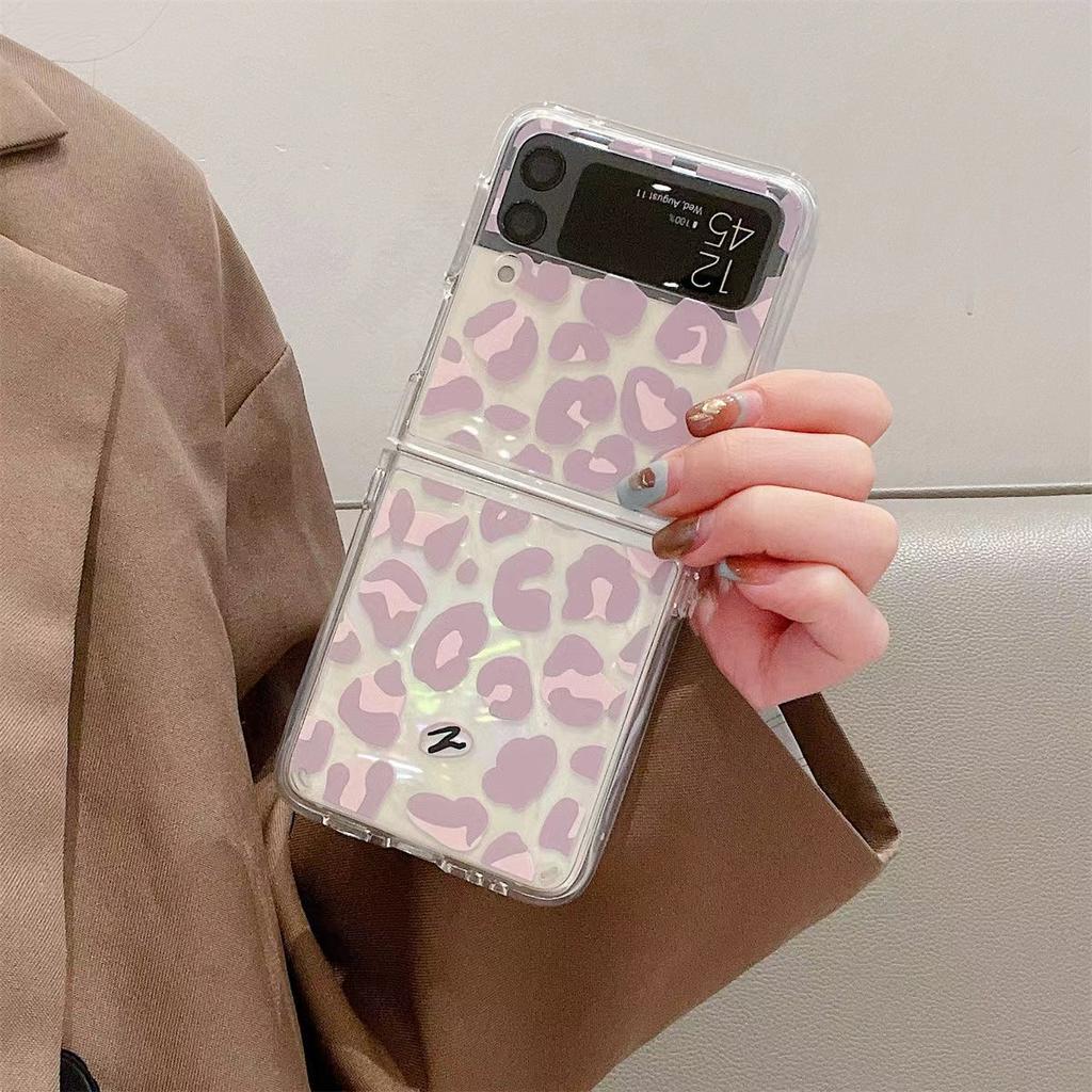 Leopard Print Foldable Phone Case For Samsung Z FLIP  3 4 5 F711 F9260 W22 5G On Samsung Z FOLD 3 4 5 F936 W23 ZFLIP Cases Cover