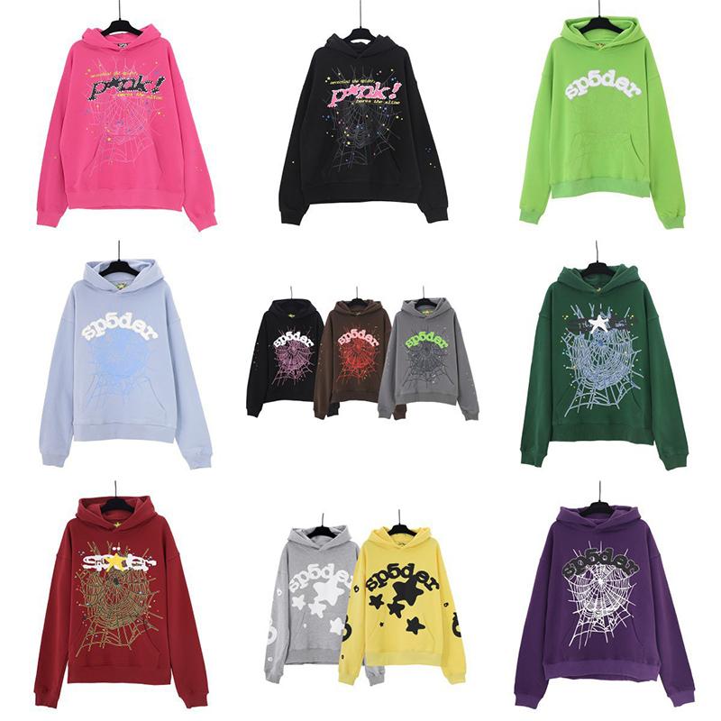 2025 Ny mote Print Letters Spindelvev Print Hettegenser Hip Hop Plus Size Løs Hettegenser Casual Bukser Sportsdress