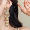 Vintage Indian Wind Chime Tassel Long Earrings For Women, Bohemian Vacation Exotic Ethnic Style Earrings, Trendy Earrings