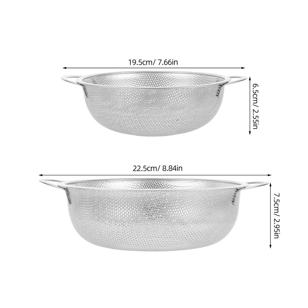 2 PCS Sieves and Strainers Kitchen Colander Noodle Drainage Silver Stainless Steel Mesh