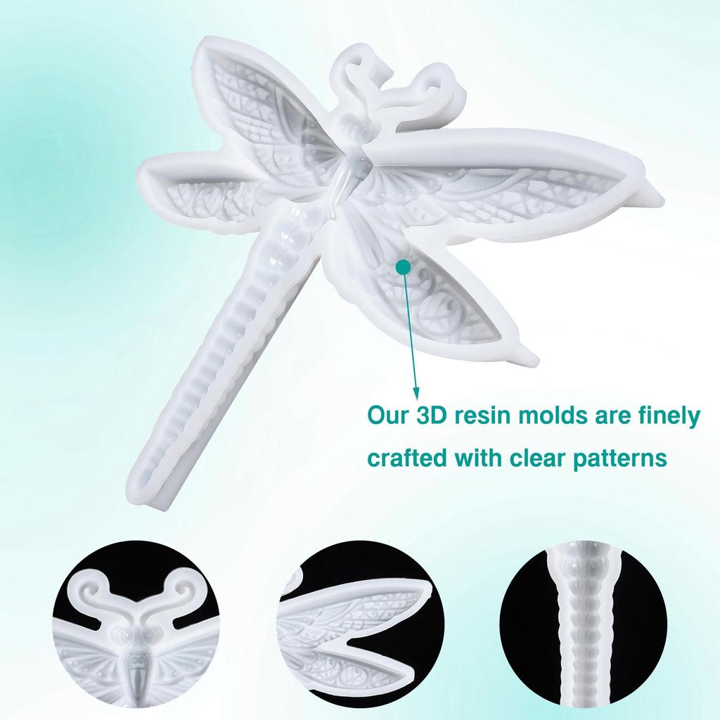 2pcs Dragonfly Bee 3D Dragonfly Shape Mould Insect Series Epoxy Resin Mold  DIY Craft