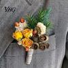 DIY Craft Dried Flowers Flower Boutonniere, Preserved Wedding Corsage, Rustic Natural Dry Retro Style Boutonnieres Brooch Pin for Groom Bride