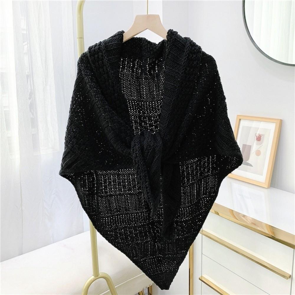Shoulder Tops Triangle Knotted Shawl Wraps Knitted Travel Stoles Retro Cardigan Cape