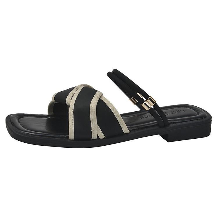 French fairy style flat bottom two wearing sandals female summer fashion with skirt temperament popular versatile Roman cool slippers