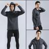 Pánské sportovní svetr s kapucí ležérní košile s dlouhým rukávem podzim zima fitness mikina rychleschnoucí prodyšné běžecké tréninkové topy