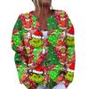 Women's Fashion Christmas Printed Long Sleeve Knitted Cardigan Button Down Jacket
