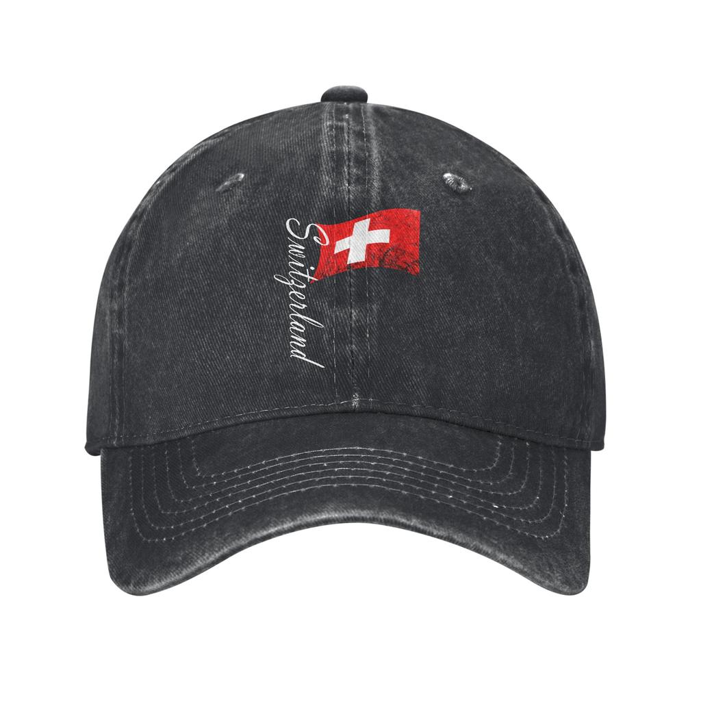 Swiss Switzerland Flag Trucker Hat Merch For Unisex Baseball Caps Retro Headwear Cap Adjustable