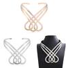 Geometric Metal Choker Necklace With Water Wave Chain For Punk Fashion Enthusiasts