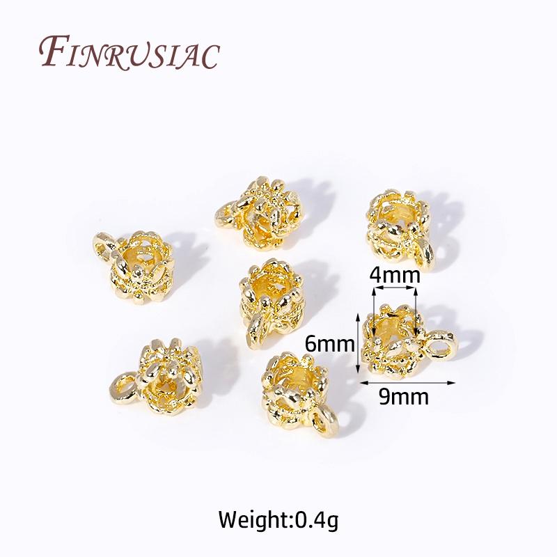 18K Gold Plated Spacer Beads Pendant Charms Bail Brass Metal Large Hole Bail Beads For DIY Jewelry Making Findings Accessories