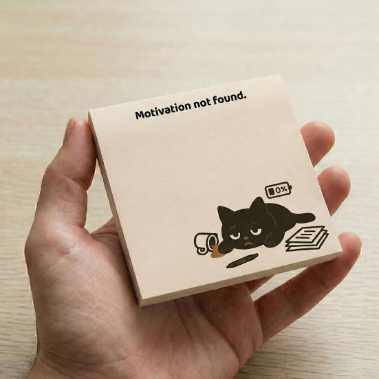 Cartoon Cat Self-Stick Note 50 Sheets/Pad Self-adhesive Note Pad Super Sticking Power Memo Post Stickies Office School Supplies